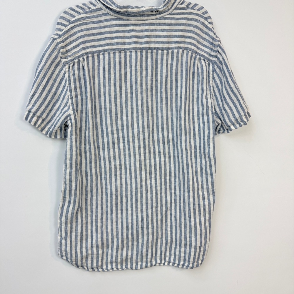 Faherty Palma Linen Shirt Mens XL Blue White Striped Short Sleeve Button Down - Picture 6 of 12